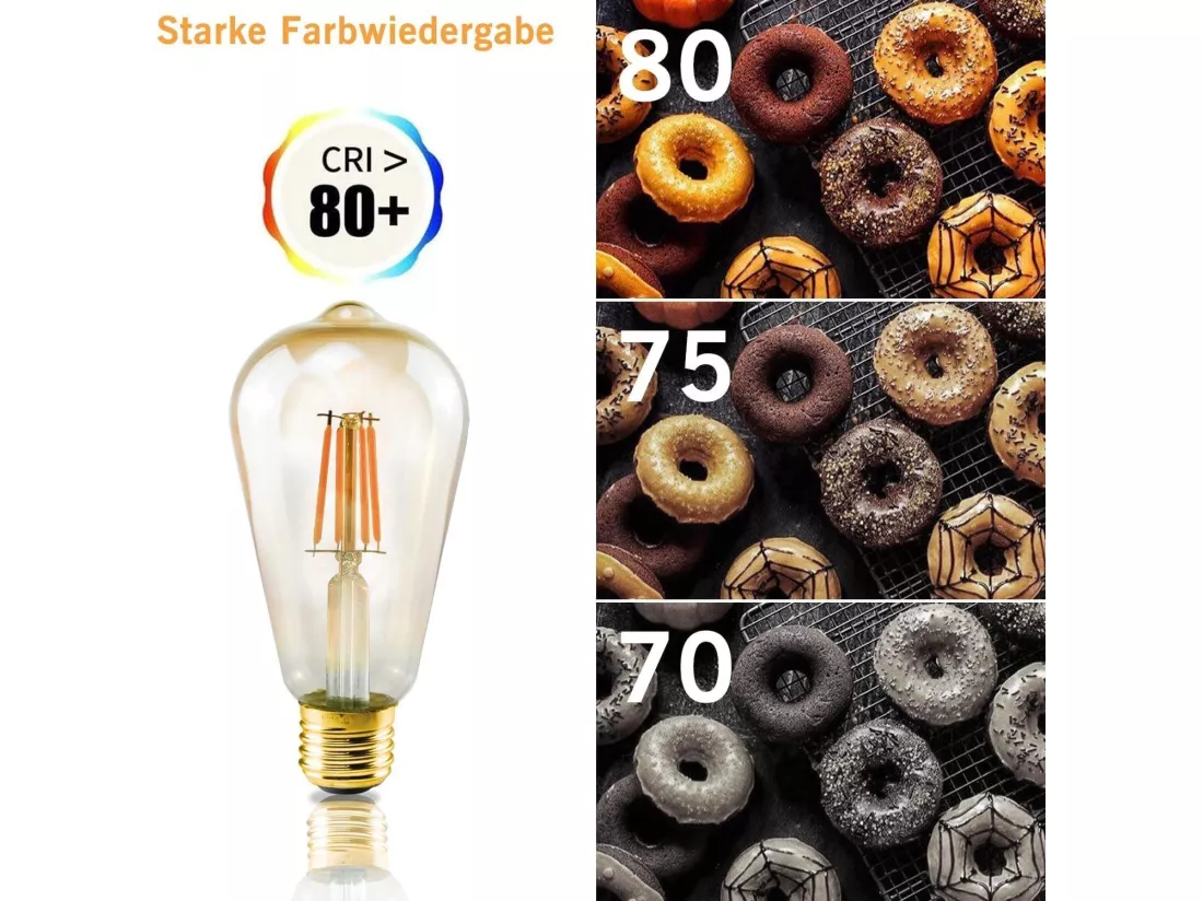 NETTLIFE Lot de 6 ampoules LED E27 blanc chaud ampoules Edison rétro 2200K ST64 lampe antique économie d'énergie 4W industrielle décorative pour