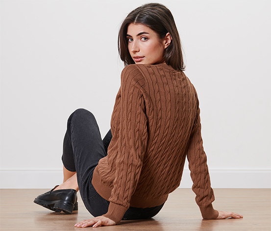 Feinstrickcardigan mit Zopfmuster