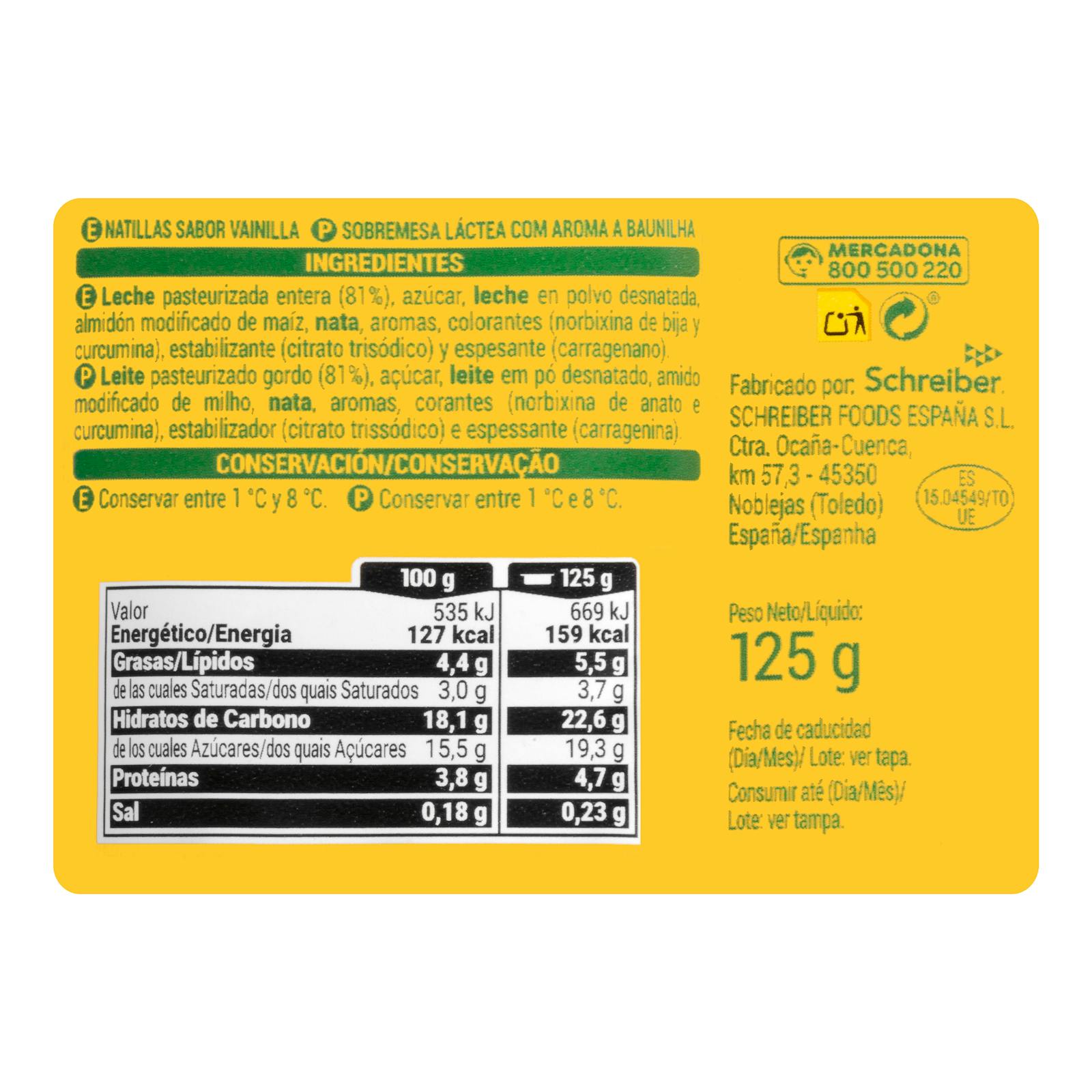Crème anglaise à la vanille Hacendado