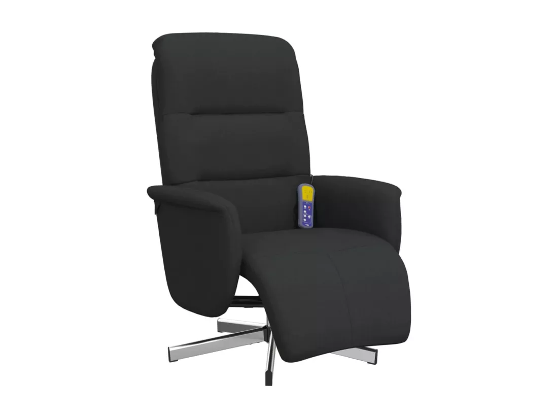 Fauteuil inclinable de massage avec repose-pieds noir tissu