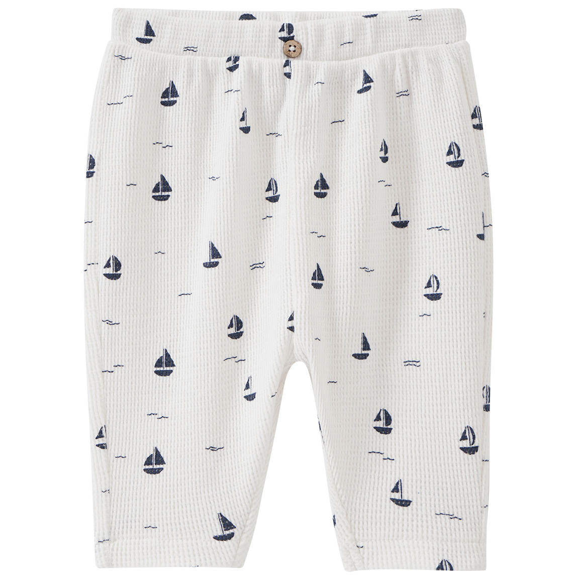 Topomini 2 Newborn Jogginghosen aus Waffel-Piqué hellbraun / weiss
