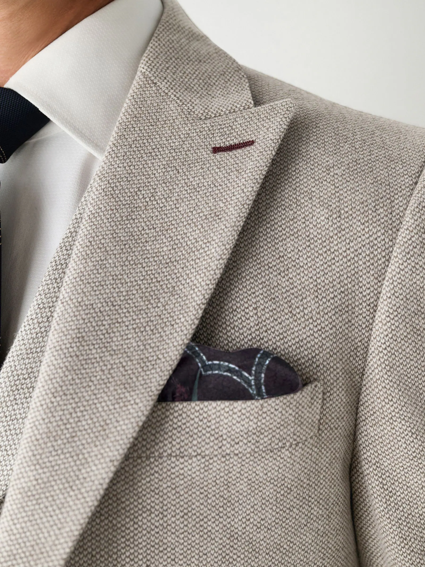Neutraal - Slim Fit Trimmed Textured Wool Blend Suit Jacket