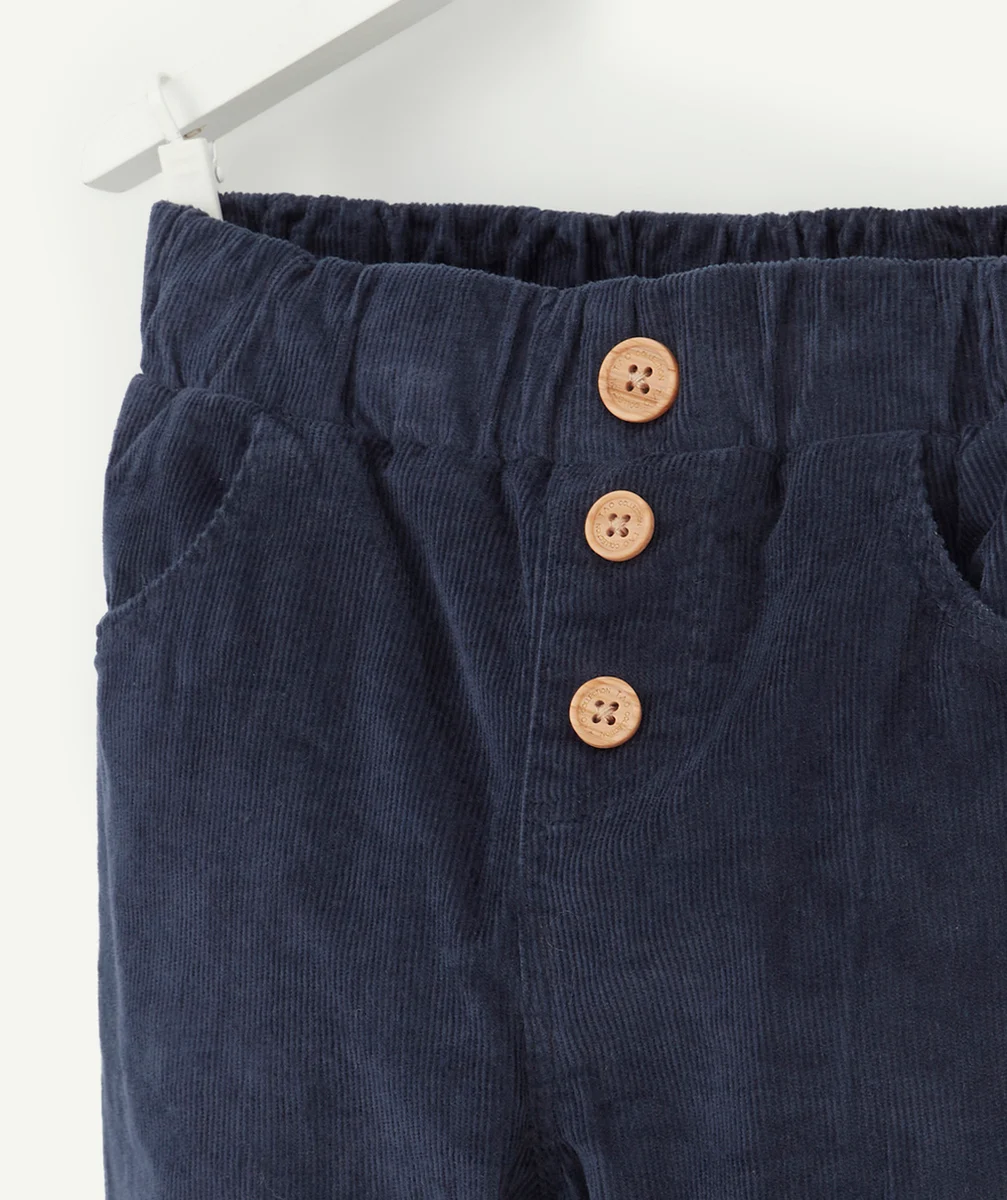 PANTALON DROIT BÉBÉ GARÇON CÔTELÉ BLEU MARINE