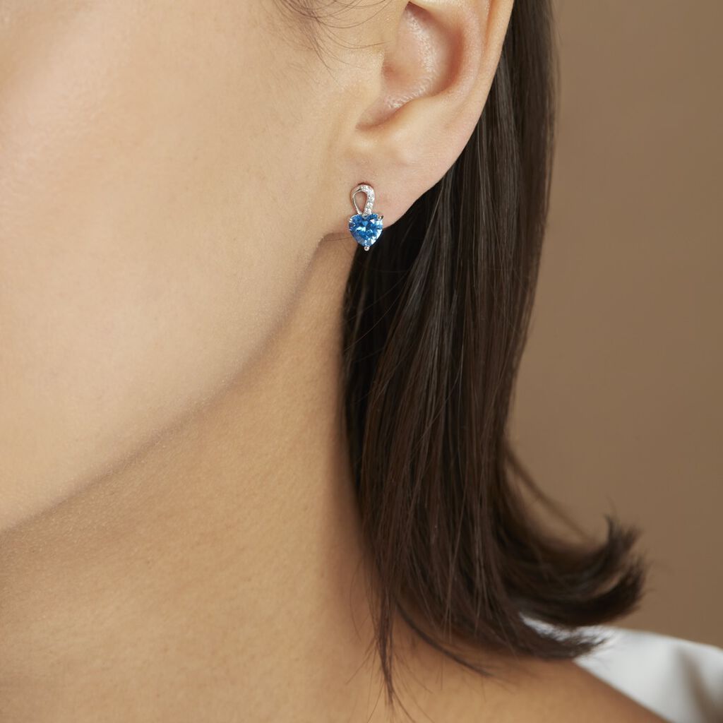 Boucles D'oreilles Puces Argent Blanc Atieno Oxyde De Zirconium