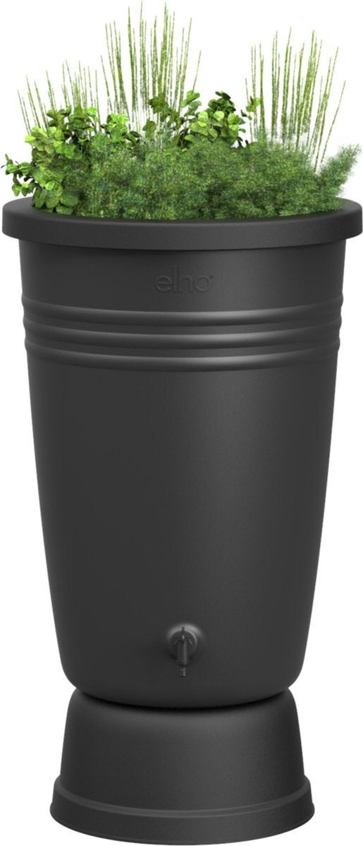 Elho green basics regenton met bloembak zwart 200 L