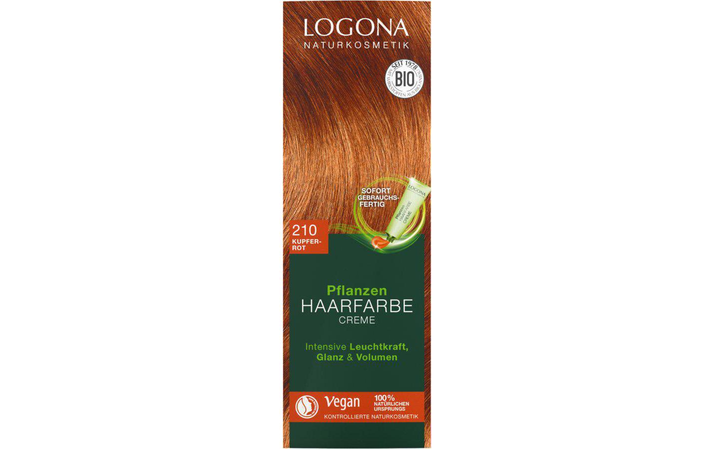 Haarcoloration PHF 210 Kupferrot 150 mlHaarfarbe-Creme natürlichen Ursprungs