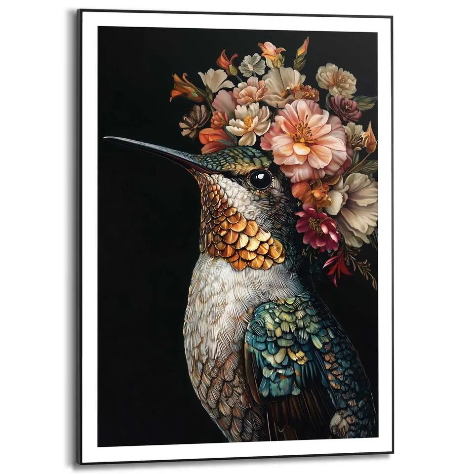Schilderij Lovely Hummingbird - 70x50cm - Bont