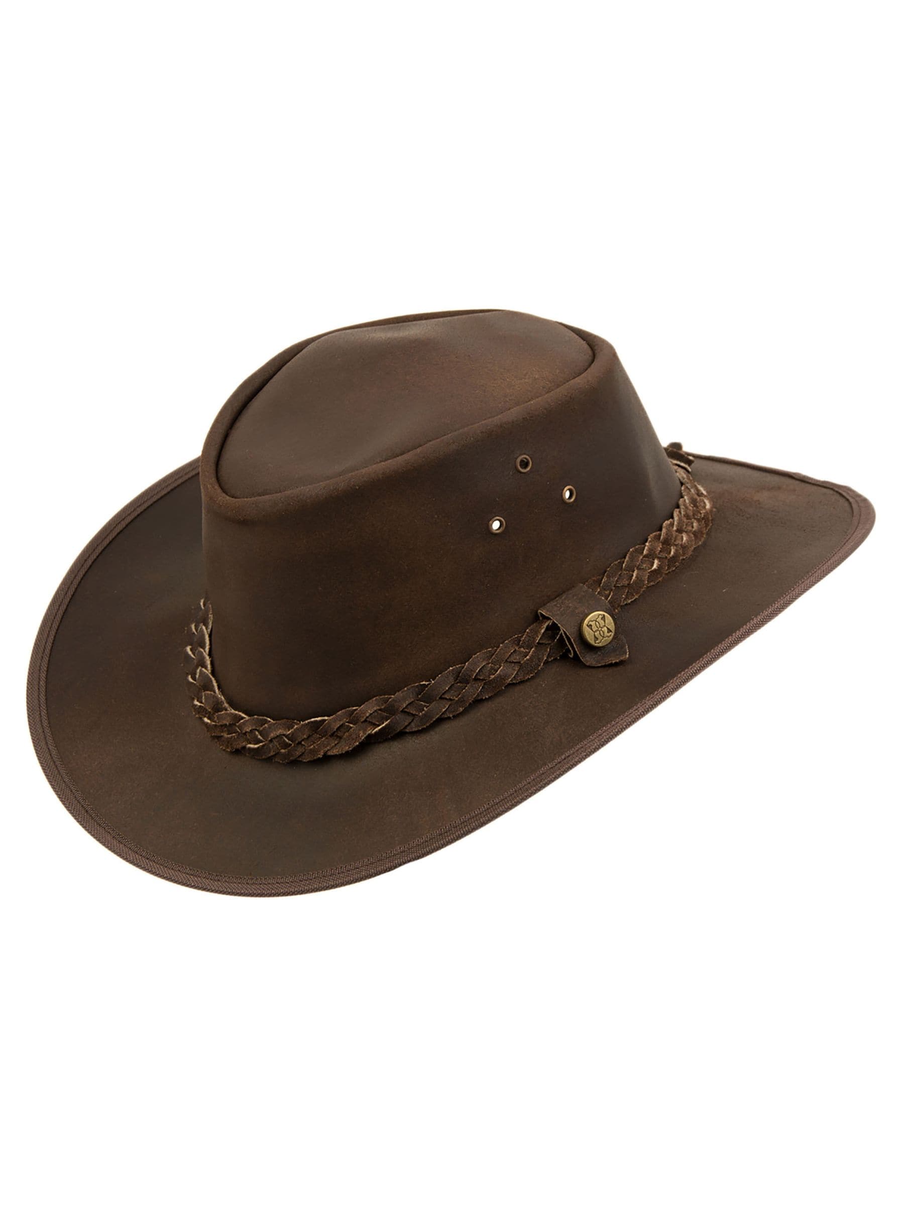 Bruin - Lakeland Leather - Leren Outback III hoed in Australische stijl