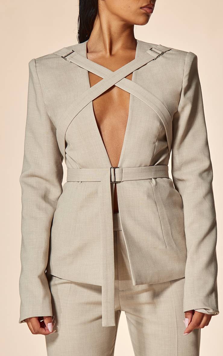 Blazer Ajusté Croisé À Détails De Sangles Plt Label