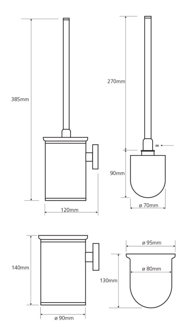 Sapho X-Round toiletborstelgarnituur klein chroom
