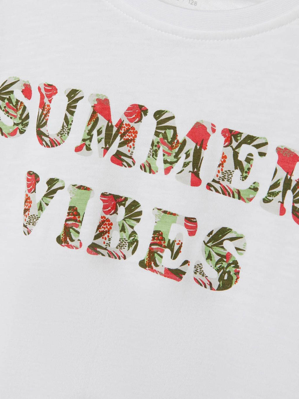 NAME IT T-shirt NKFFAMMA met tekst wit/jungle