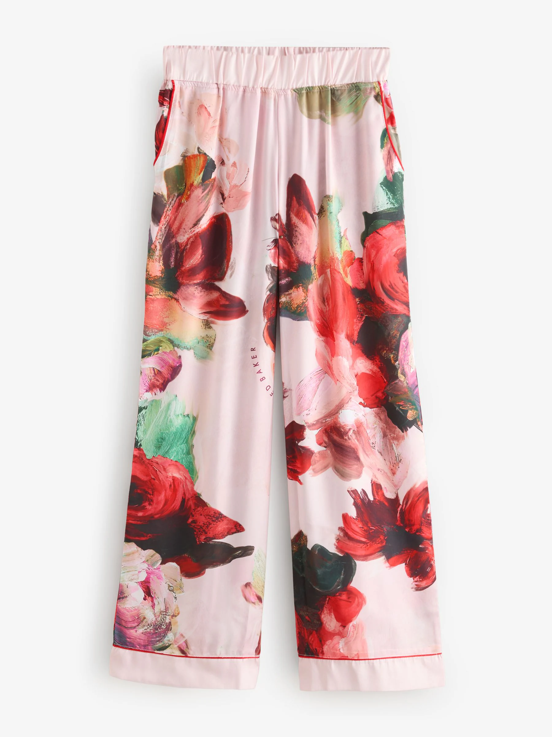 Roze rood gebloemd - B by Ted Baker - Satijnen pyjama met knopen
