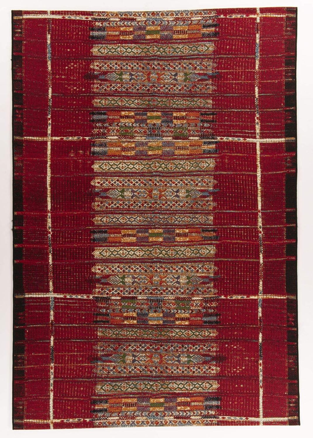 THEKO | Indoor/Outdoor Teppich Aurora Muster | maschinell gewebt | Farbe: Rot | 120 x 180 cm