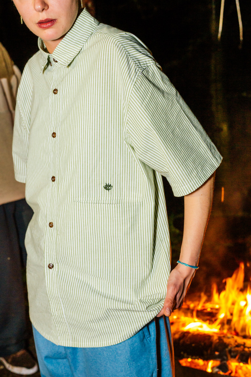 CHEMISE OXFORD À RAYURES - VERTE