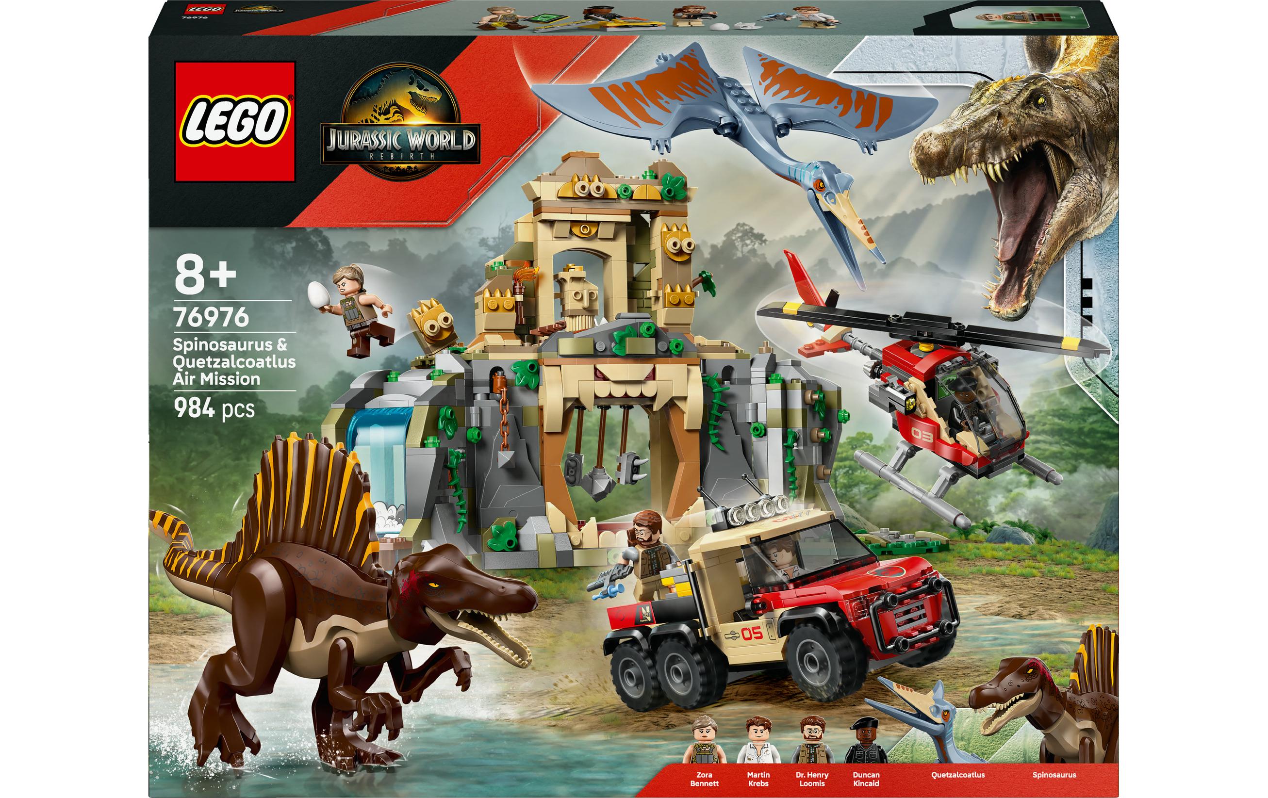 Jurassic World Spinosaurier und Quetzalcoatlus: Hubschrauber<br>Lego Bauset mit Dino zum Spielen und Ausstellen
