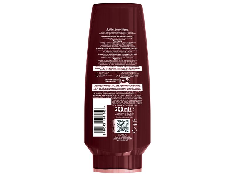 L'Oréal Elsève Haarspülung Full Resist Stärkende Pflege 200 Conditioner entwirrt das Haar sanft und pflegt es