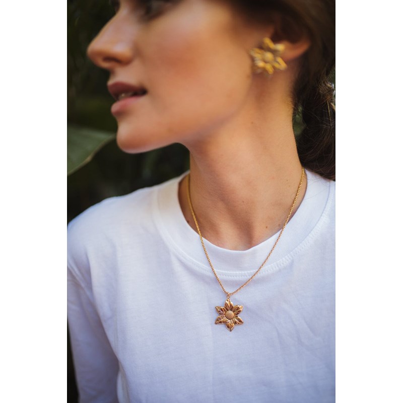 collier fleur plaqué argent - HESPÉRIS