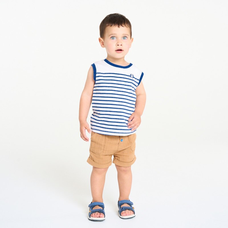Débardeur jersey rayé bleu bébé garçon Bleu