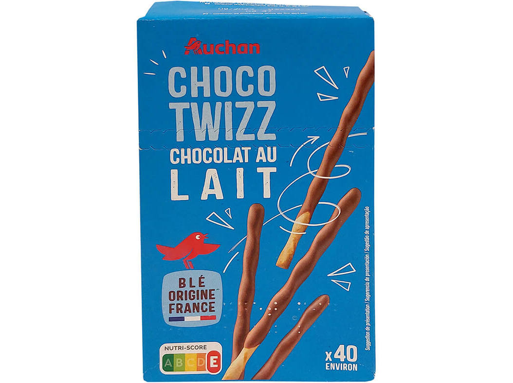 BOLACHA AUCHAN TWIZZ COBERTAS CHOCOLATE LEITE 90G