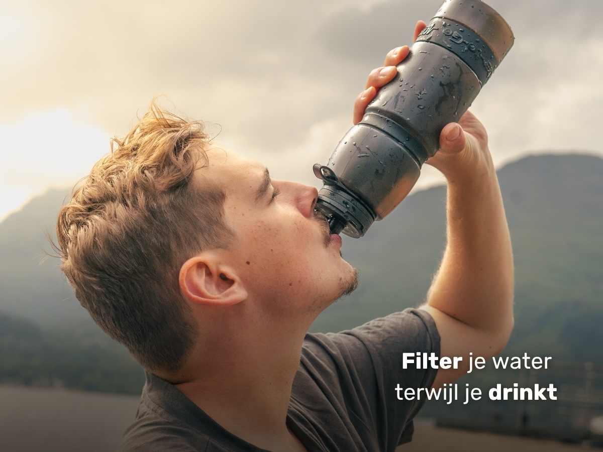 Water-to-Go Eco-Active 1 liter waterfles met filter - Black