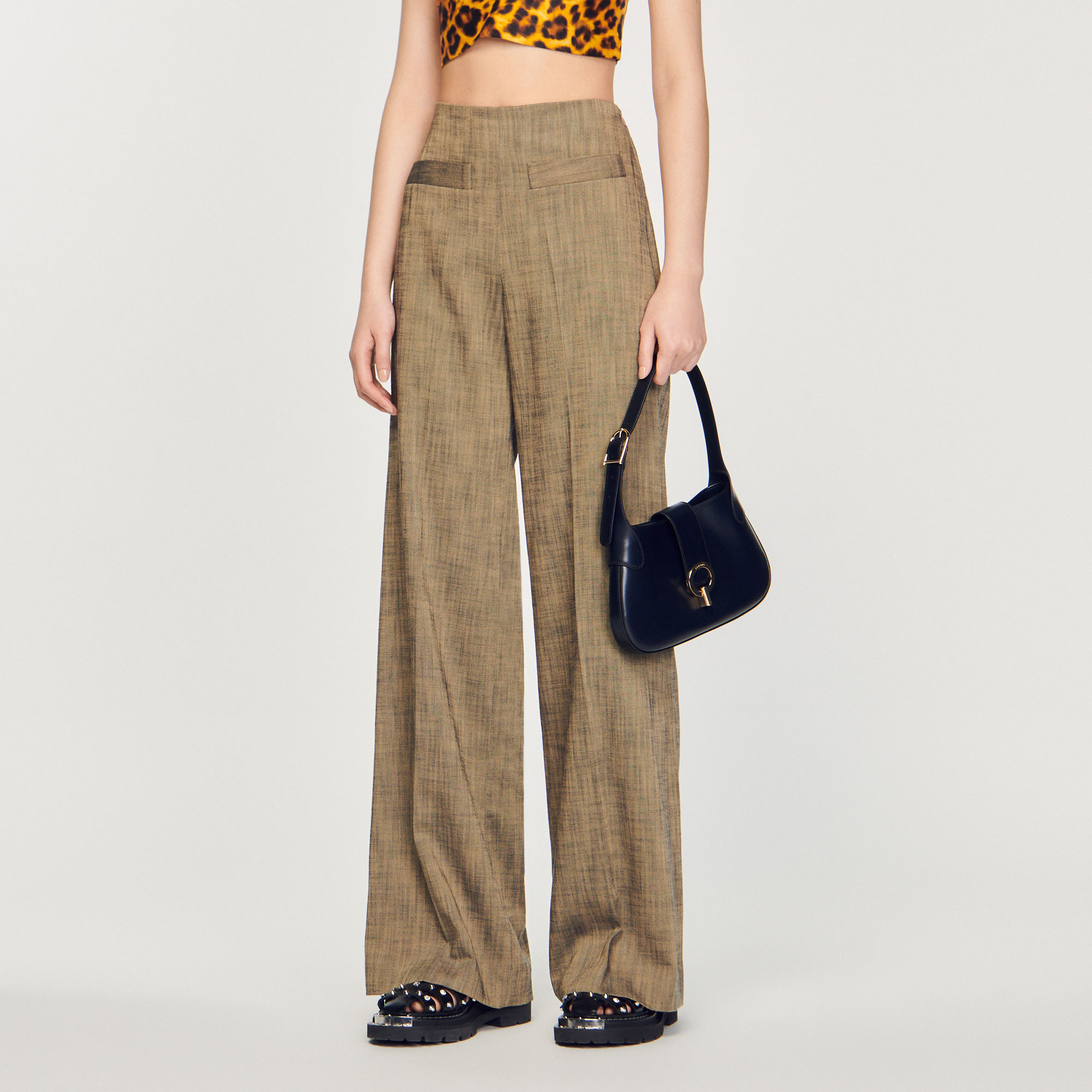 Pantalon large taille haute