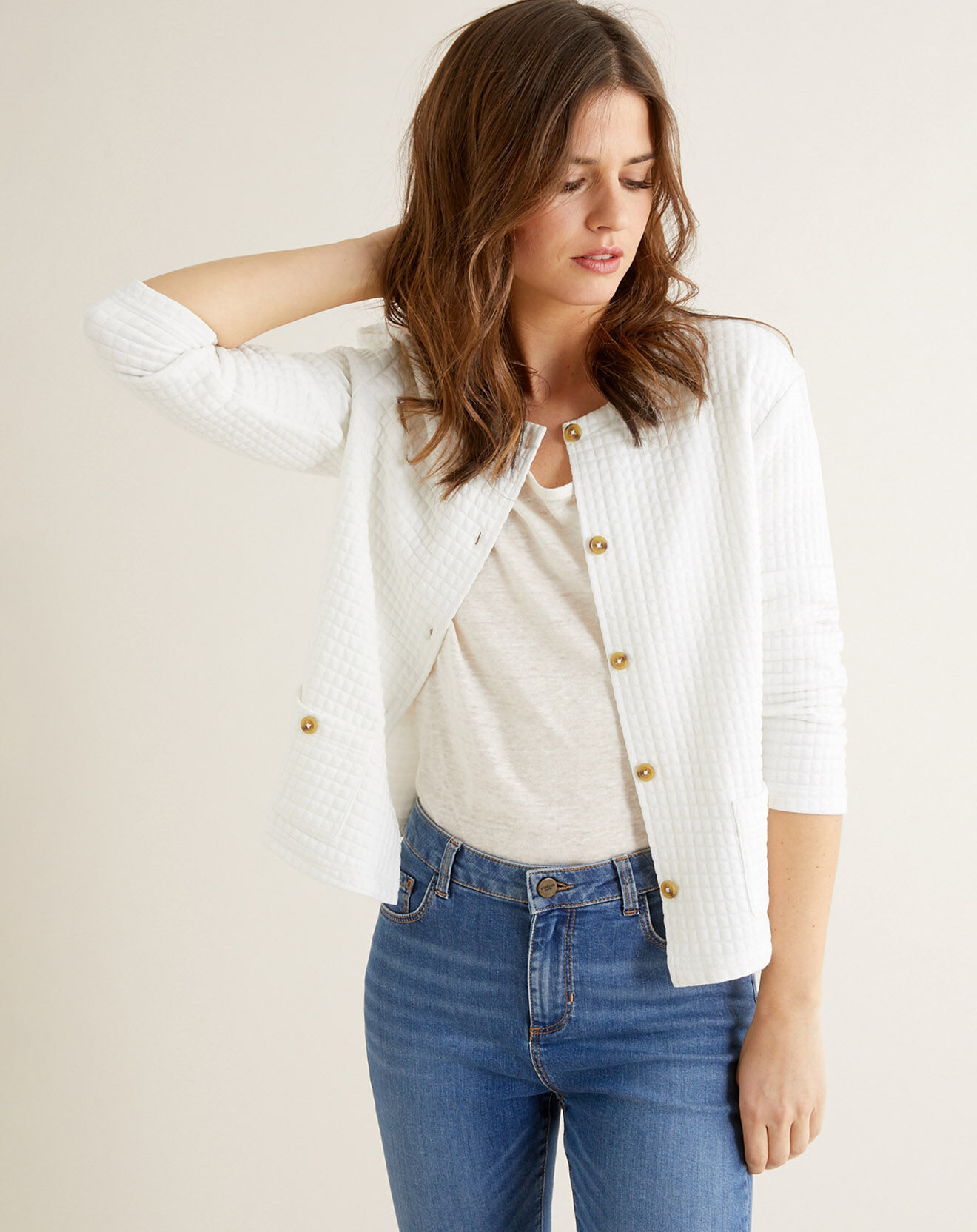 Cyrillus Veste en Molleton blanc/gris