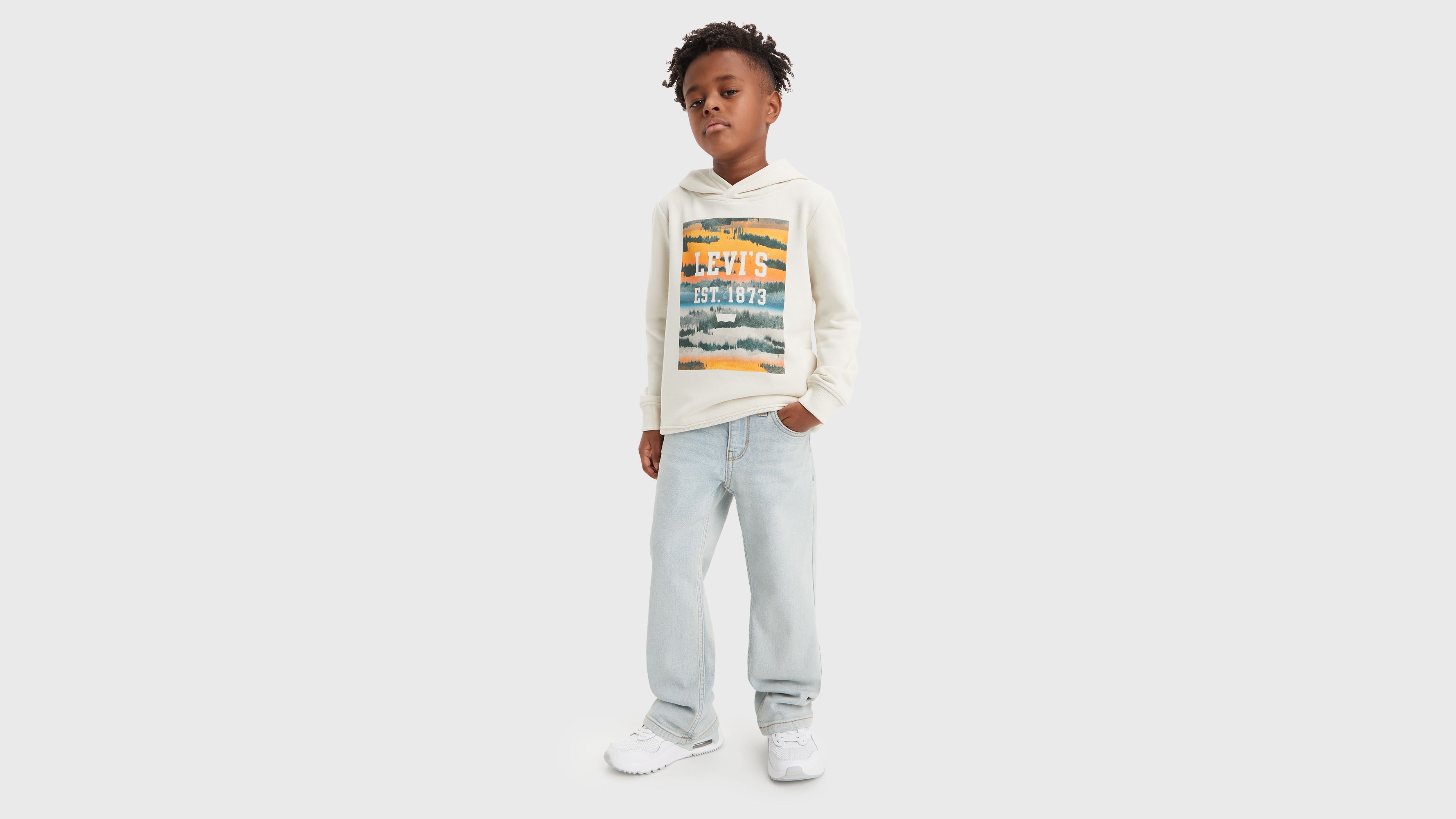Enfant sweat à capuche Landscape Box - Birch - Beige