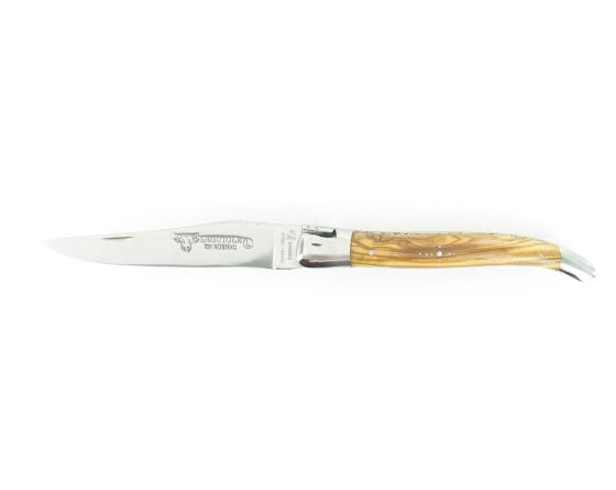 Laguiole 12 cm Loupe d'Olivier - Platines Guillochées - 2 mitres Couteau de poche par Laguiole en Aubrac