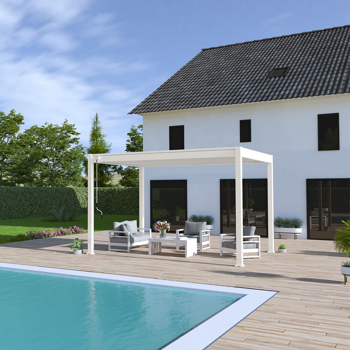 Novum ORION 360 x 400 terrasoverkapping - White