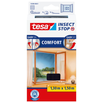 tesa Insect Stop raamhor met klittenband Comfort 130x150 cm antraciet
