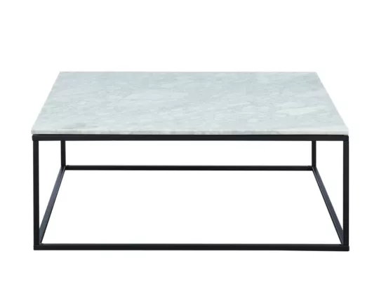 Table basse design ARETHA de Pascal MORABITO - Marbre et Métal - Blanc et Noir