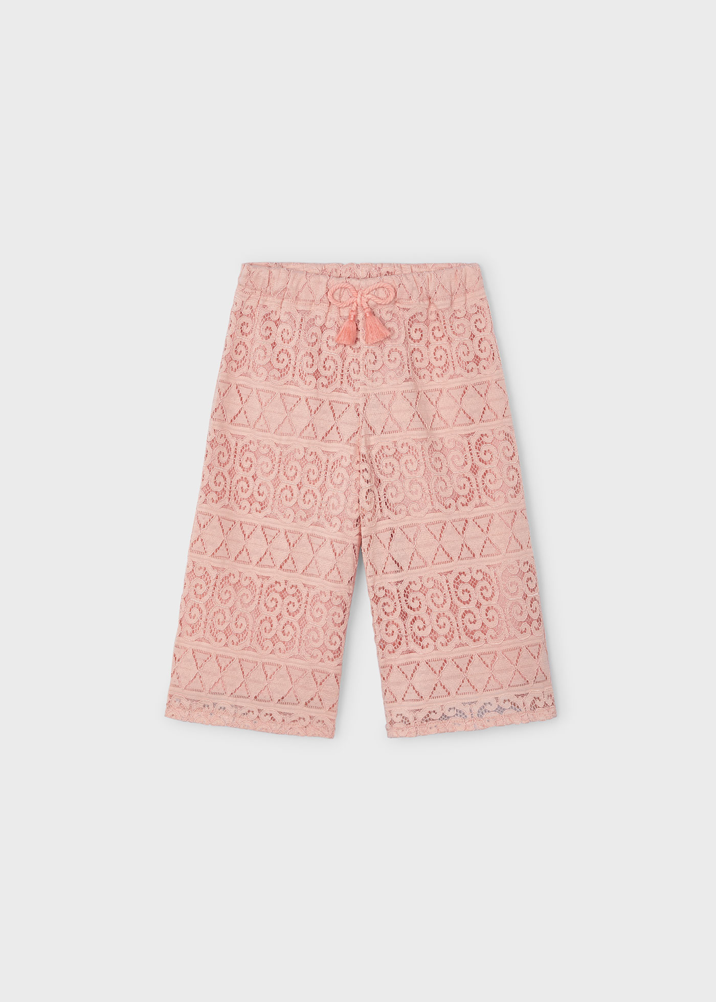 Calças culote de crochê para meninas, cor creme