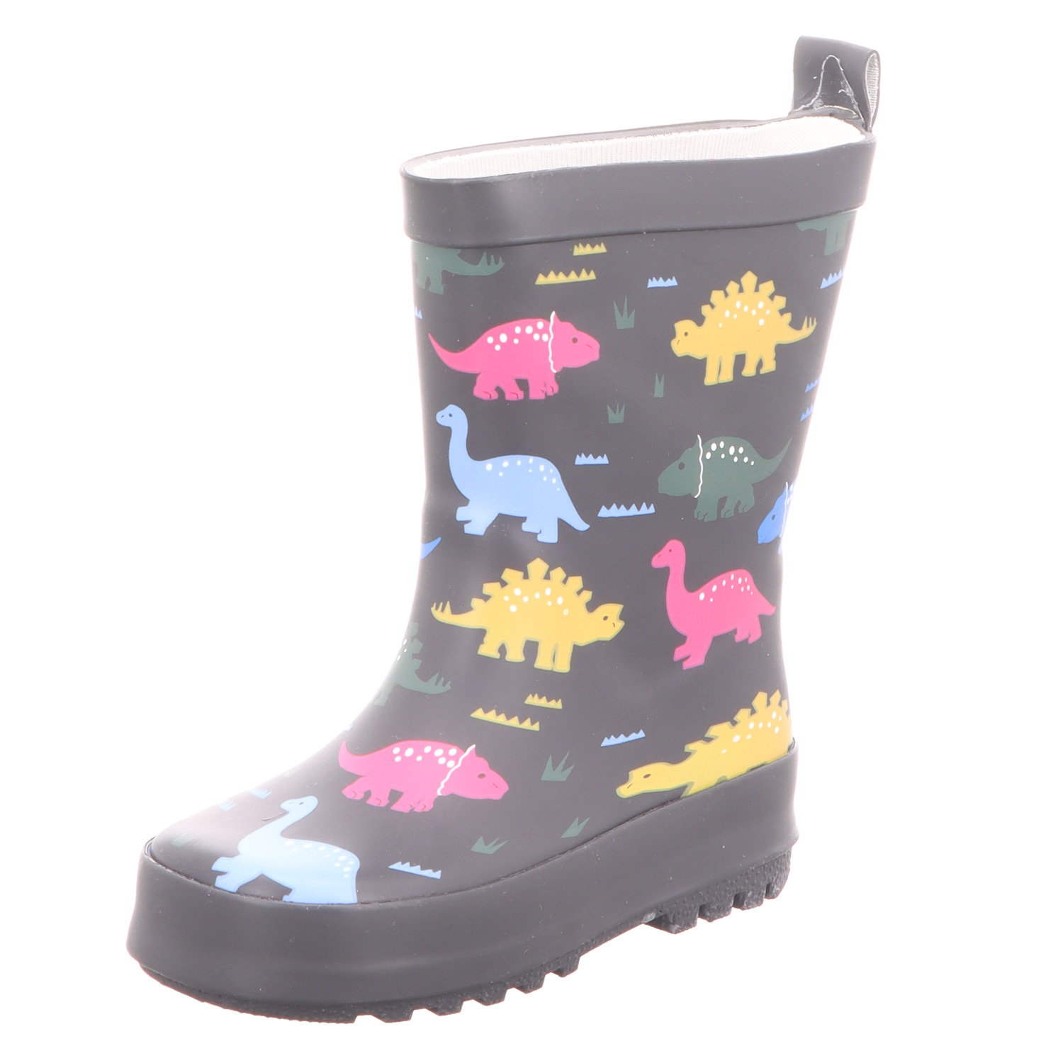 Sneakers Kinder-Gummistiefel Dinosaurier-Motiv Schwarz-Mehrfarbig