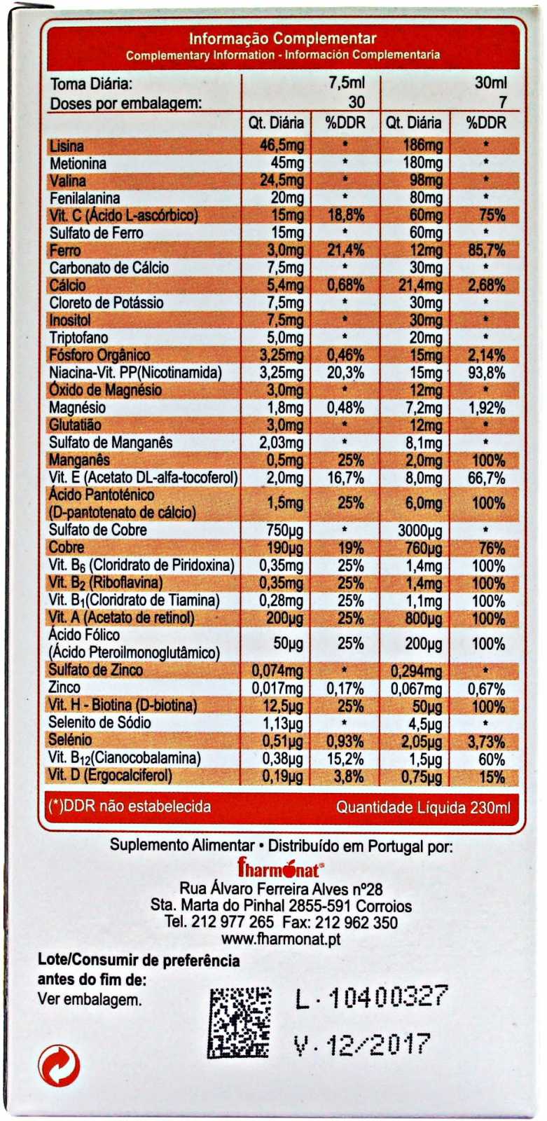 Fharmonat GR75 Vitaminas e Minerais 250 ml