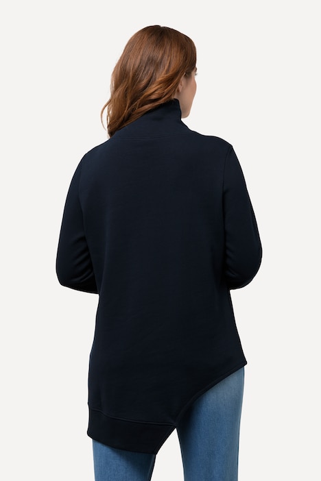 Long-Sweatshirt, Cut-Out, Stehkragen, Langarm, Biobaumwolle