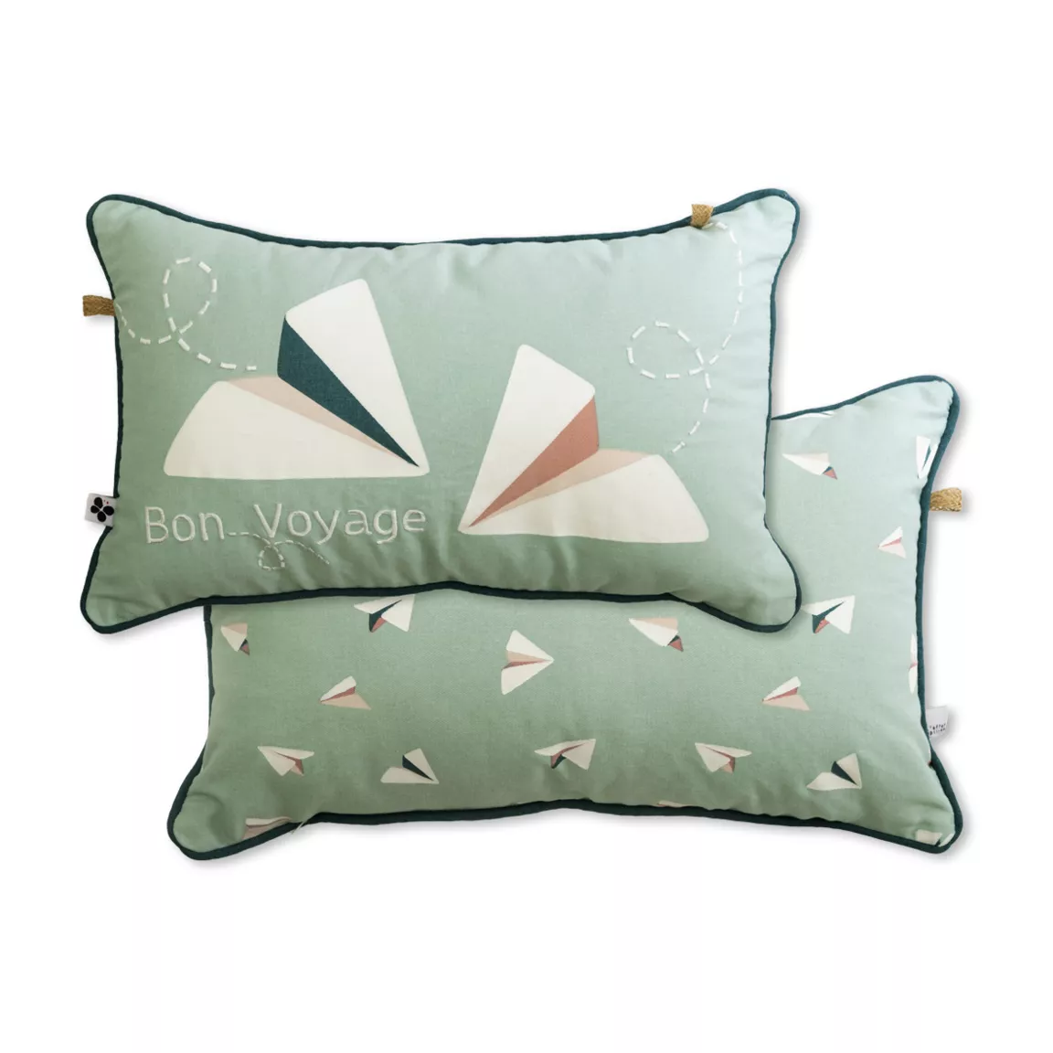 Coussin rectangulaire enfant coton (30 x 50 cm) Petits papiers Bleue