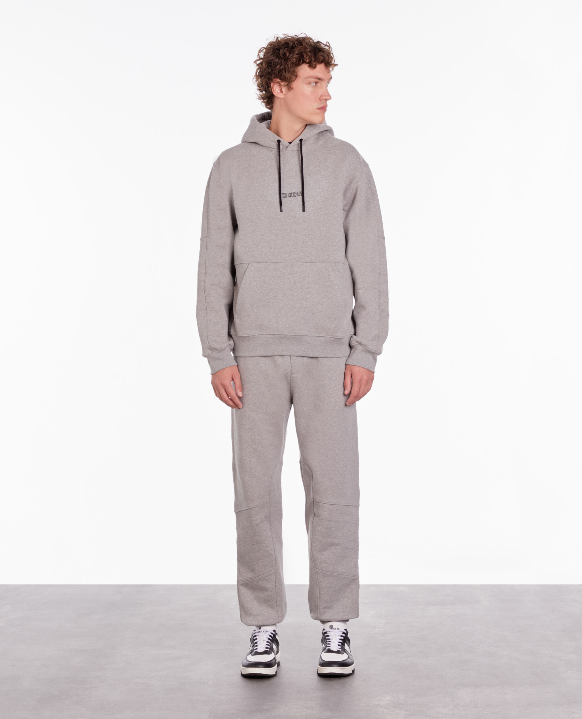 Sweatshirt biker gris à capuche