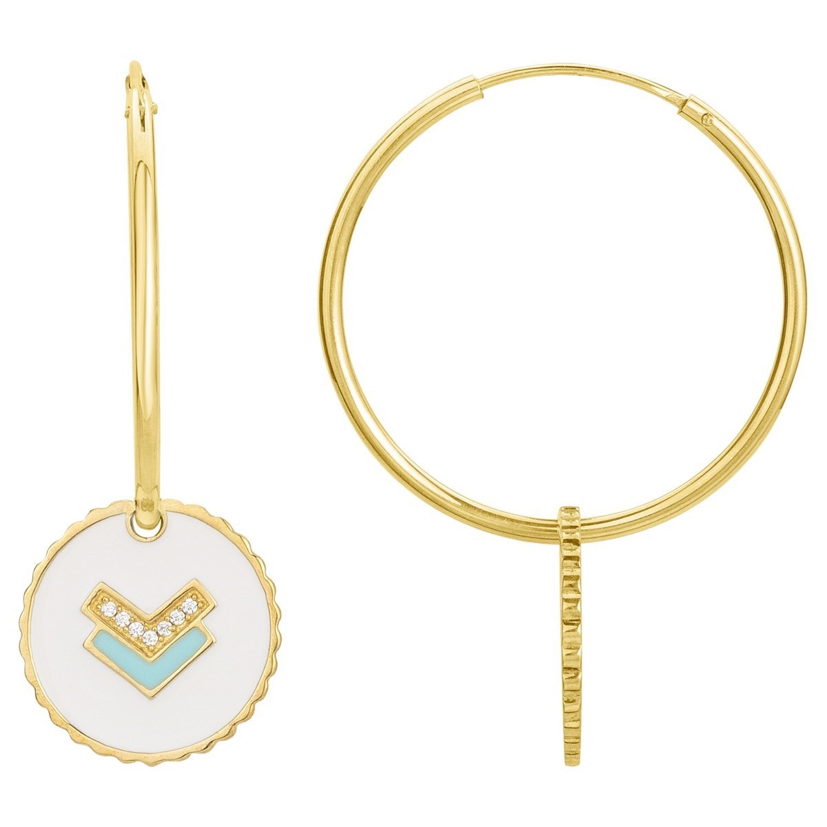 Boucles d'oreilles en Plaqué or et oxyde de zirconium - jaune brillant