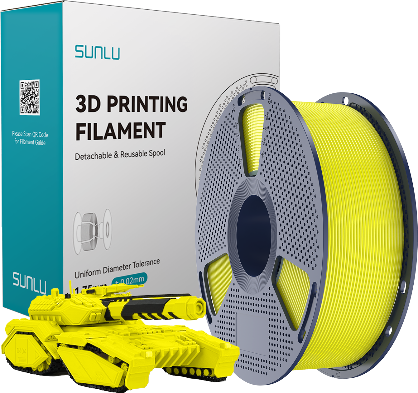 SUNLU  PLA Yellow, 1,75 mm / 1000 g    Biologisch abbaubares PLA Material