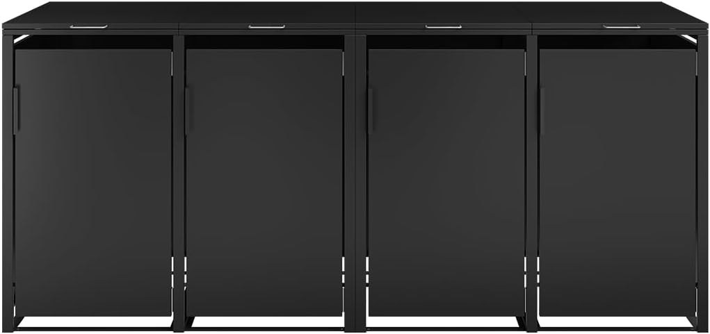 STEELSØN Thoria Mülltonnenbox 4er bis 240L – Mülltonnenverkleidung aus Stahl in Graphitschwarz – hochwertige Müllcontainer für 4 Tonnen – Müllbox wetterfest – UV-beständige Gerätebox/Mülltonnen Box