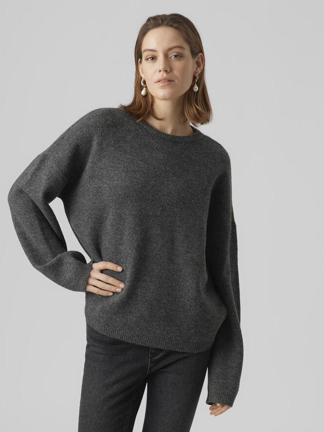 Vero Moda VMGEMMA LS O-NECK KNIT VMA NOOS Dark grey melange