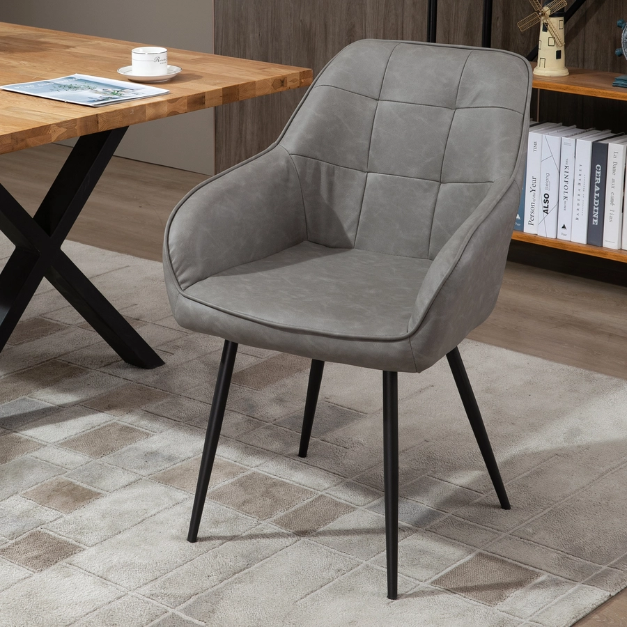 HOMCOM Stuhl Wannenförmiges Design, Robuste Metallbeine Grau