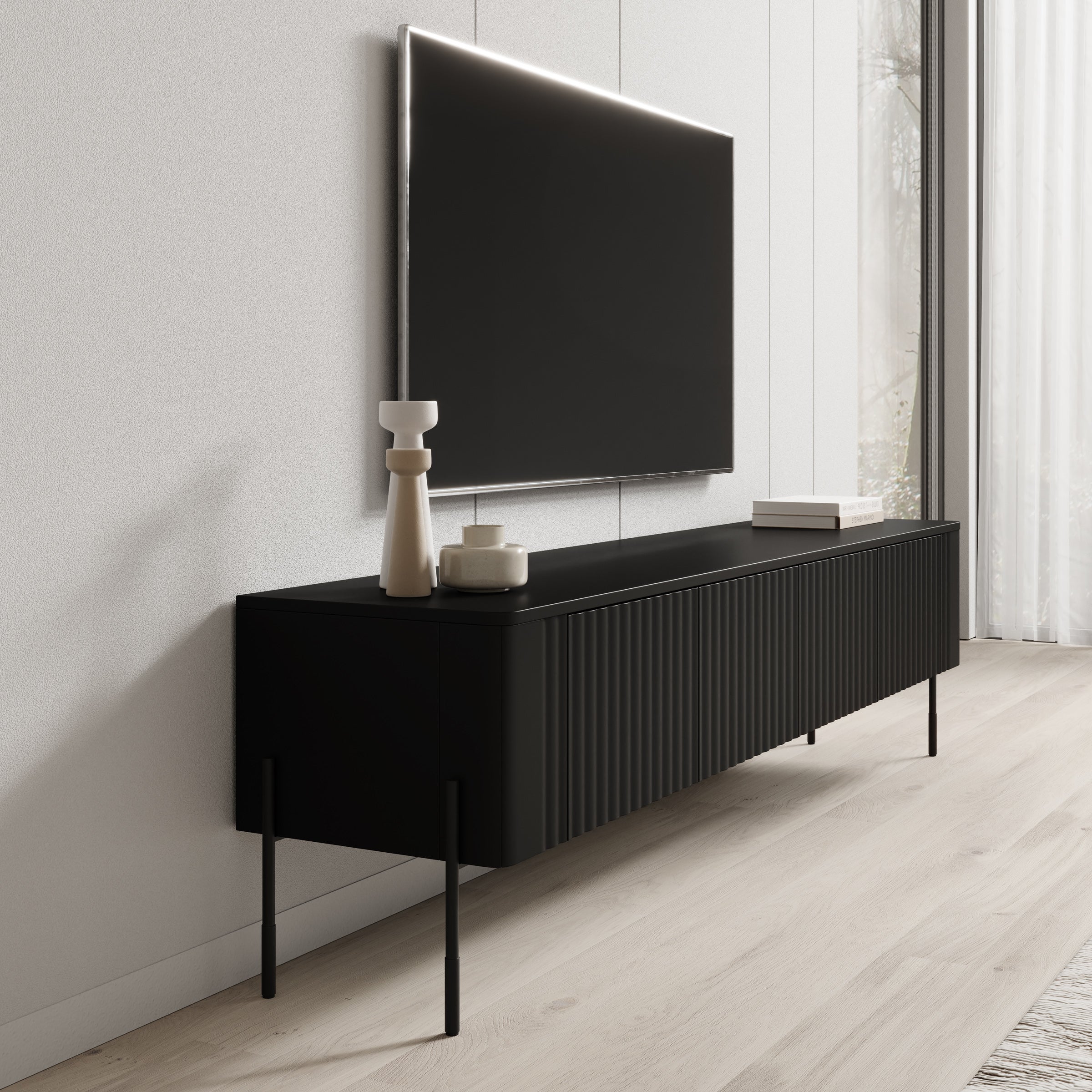 Vivi - TV-Meubel - Zwart - 190x40x50 cm