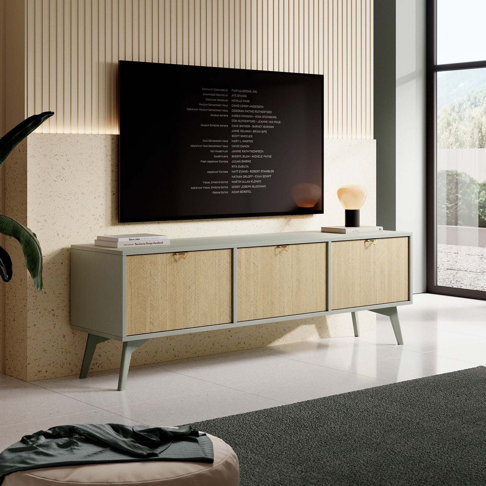 Essence - TV-Meubel - Groen/licht eiken - 158 cm