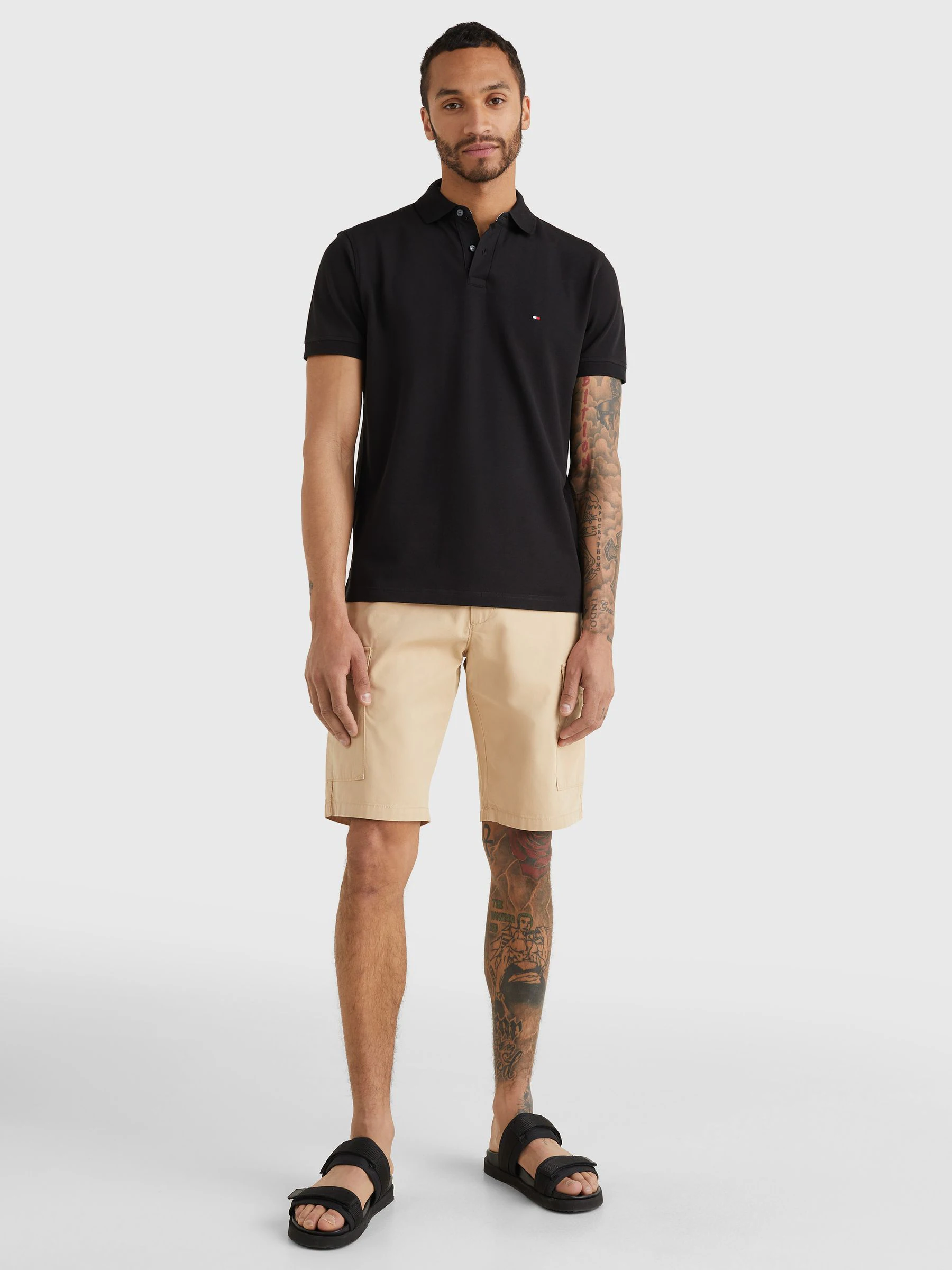 Zwart - Tommy Hilfiger 1985 piqué poloshirt met standaard pasvorm
