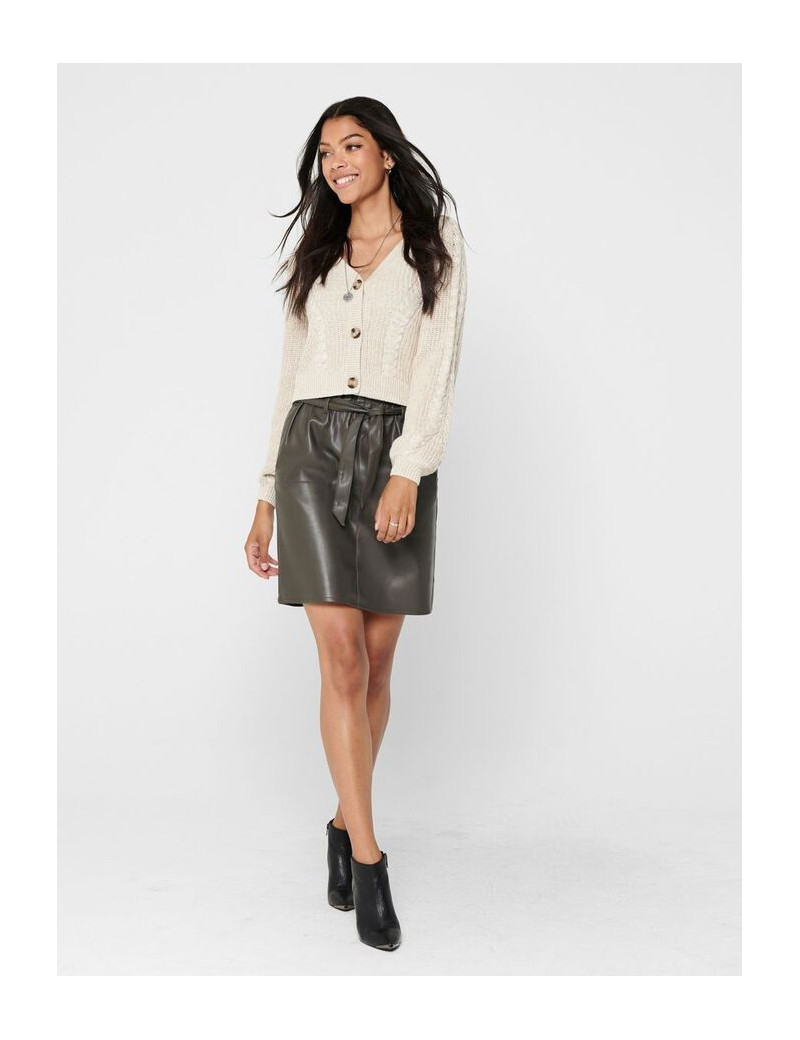ONLY JUPE SIMILI CUIR GRISE FEMME
