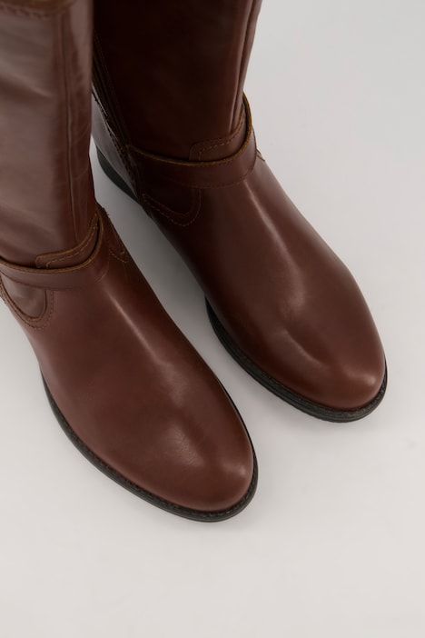 Lederstiefel, 3XL-Schaft, Elastikeinsatz, Weite H