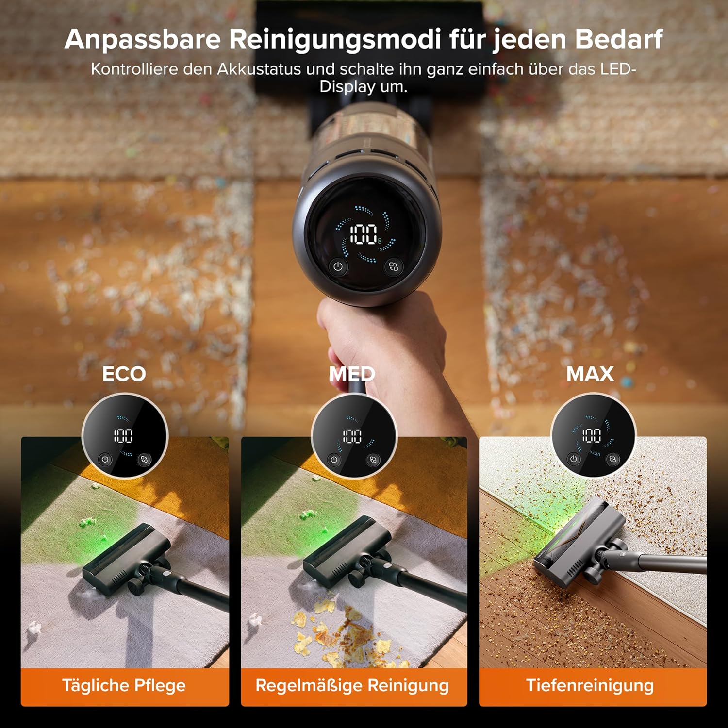 roborock H60 Hub Ultra Akku Staubsauger mit Auto-Entleerungsstation, 210AW Saugleistung für Teppiche und Hartböden, 90 Min, Anti-Tangle Bürste, 140° LED-Staubdetektion, Zubehör für alle Oberflächen