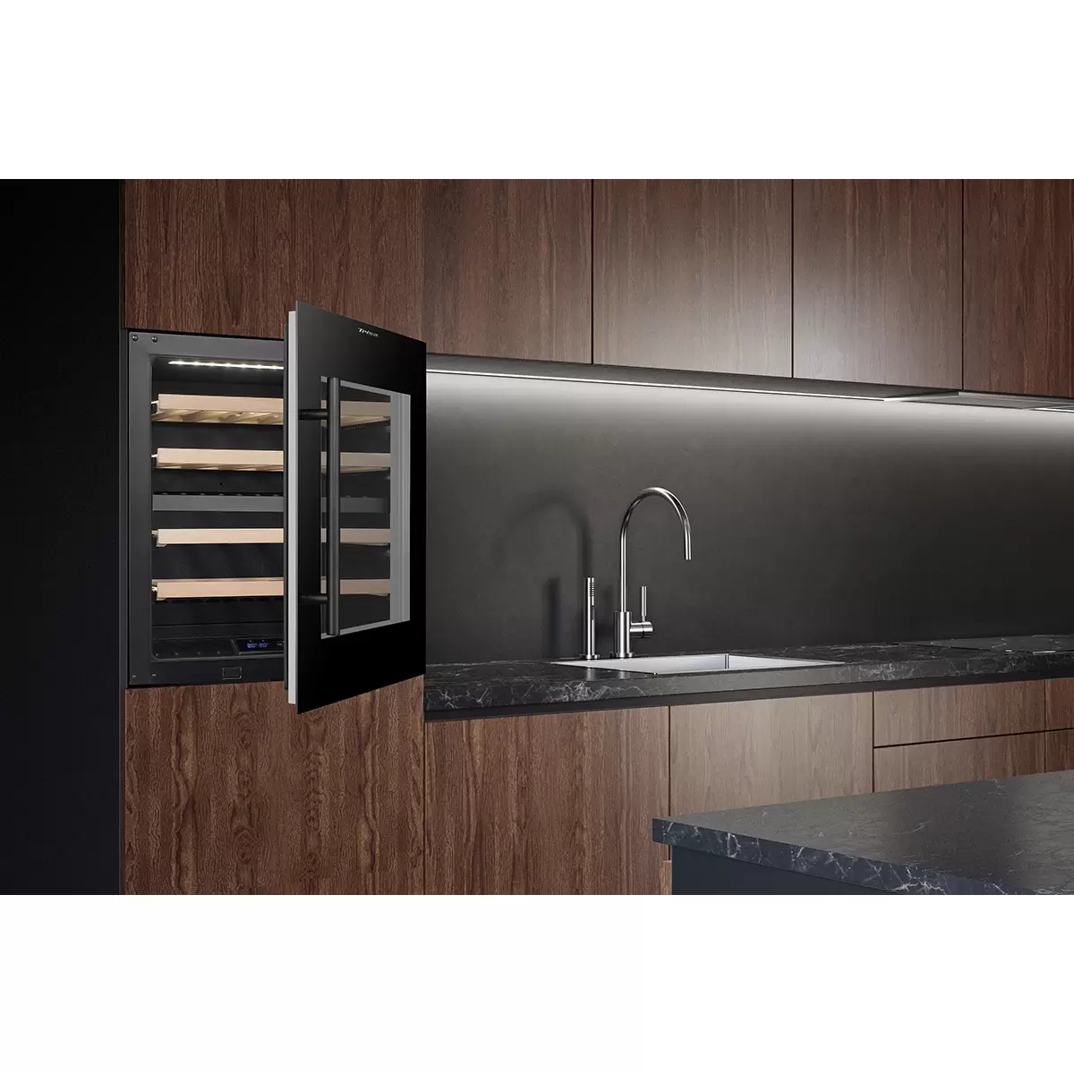Einbau-Weinkühlschrank 69L Trisa Dual Zone Schwarz