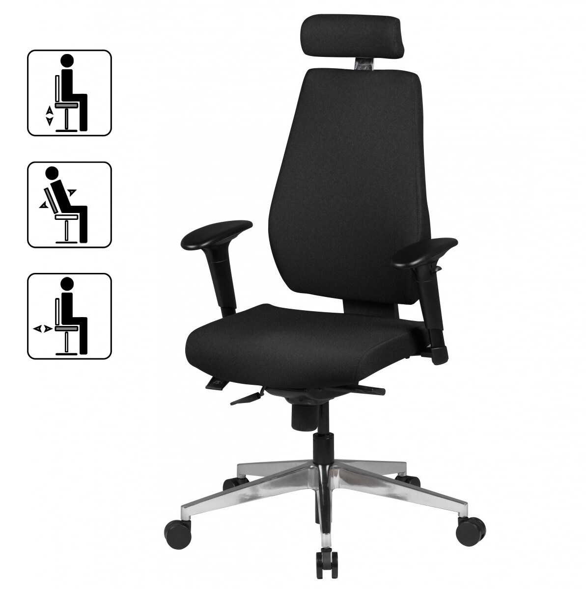 FineBuy Bürostuhl Schwarz Schreibtischstuhl Stoff Drehstuhl Arbeitsstuhl